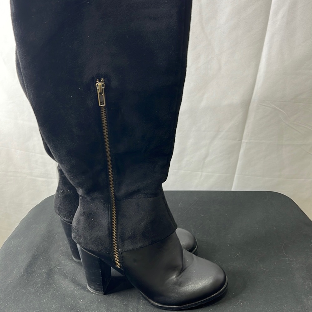 Black size zipper boots with heel